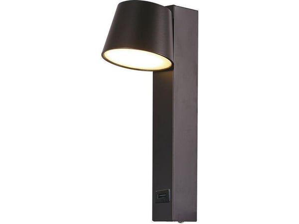 VTAC 8W vegglampe svart 3000K med USB