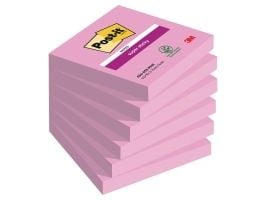 Post-it-klistrelapper POST-IT Super Sticky (654-6SS-PO), 76x76 mm, 1x90 ark, rosa