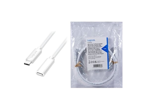 LogiLink CU0220, 1 m, USB C, USB C, USB 2.0, 0,48 Gbit/sek, Vit