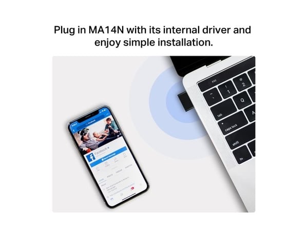 Mercusys MA14N, Kabel, USB Type-A, Svart, Metallisk