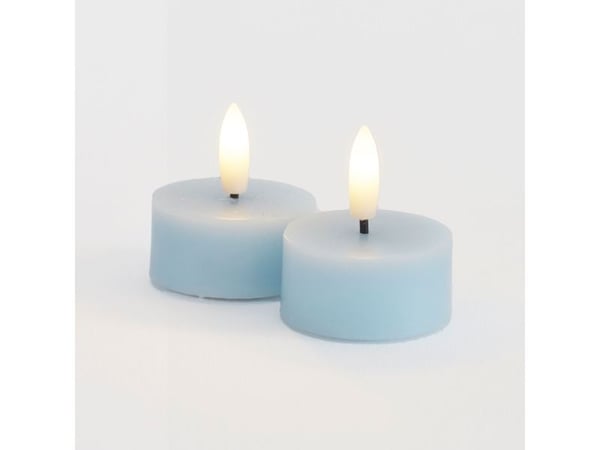 Sille telys 2 stk. sett, Ø4,5xH2,2 cm, Blue Skye