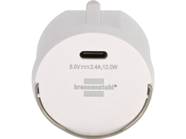 Brennenstuhl USB-C pistorasiasovitin, USB-C latauspistorasia 2,4 A, max. 12,0 W, valkoinen