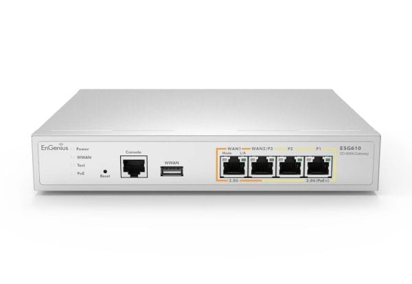 EnGenius ESG610, valkoinen, 2200 MHz, 8192 MB, 2500 Mbit/s, 6800 Mbit/s, 1,5 Gbit/s.