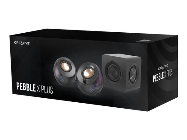 Creative Pebble X Plus - Høyttalersystem - for PC - 2,1 kanaler - trådløs - Bluetooth - 15 watt (Total) - svart