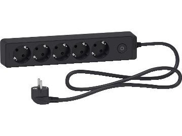 Schneider Electric Unica 2405158, 1,5 m, Sisätila, Tyyppi F, Tyyppi F, Kulmikas, musta
