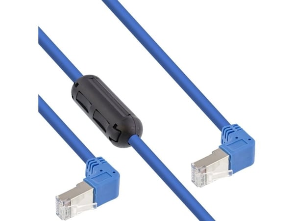 InLine - Koblingskabel - RJ-45 (hann) vinklet nedover til RJ-45 (hann) vinklet nedover - 1.6 m - SFTP, PiMF - CAT 6 - med støvel - blå