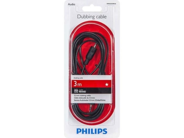 Philips SWA2533W - Lydkabel - mini-phone stereo 3.5 mm hann til mini-phone stereo 3.5 mm hann - skjermet - svart