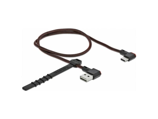 Delock Easy - USB-kabel - USB (hann) venstre/høyre-vinklet, reversibel til 24 pin USB-C (hann) venstre/høyre-vinklet, reversibel - 50 cm - svart