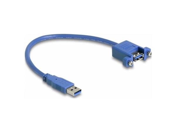 Delock - USB-kabel - USB (hann) til USB (hunn) skrubar - USB 3.2 Gen 1 - 25 cm - blå