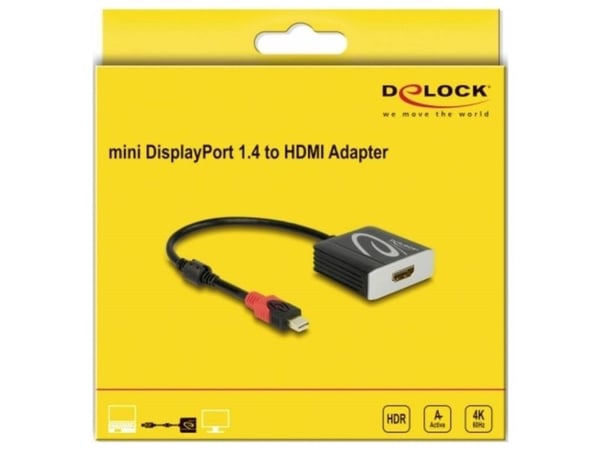 Delock - Video adapter - Mini DisplayPort hann til HDMI hunn - 20 cm - grå, svart