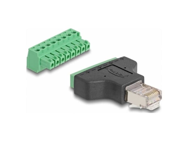 DeLOCK 66471, RJ45, Terminal block-8 pin, Musta, Vihreä