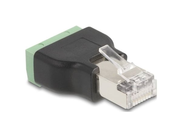 Delock - Nettverksadapter - RJ-45 (hann) til 4-pins terminalblokk (hunn) - svart, grønn