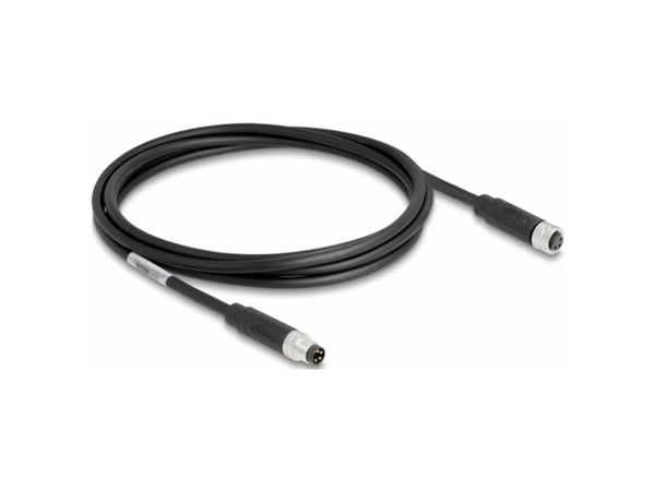 Delock - Patchkabel - 4 pin M8 (han) til 4 pin M8 (hun) - 2 m - 5 mm - STP - IP67 - lajiteltu