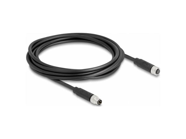 Delock - Patchkabel - 3 pin M8 (han) til 3 pin M8 (hun) - 3 m - 4,6 mm - STP - IP67 - lajittelu