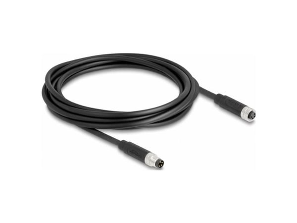 Delock - Patchkabel - 4 pin M8 (han) til 4 pin M8 (hun) - 3 m - 5 mm - STP - IP67 - lajiteltu