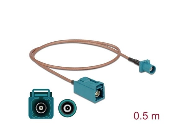 Delock - Antennekabel - FAKRA Z-tilkobling (M) til FAKRA Z-tilkobling (W) - 50 cm - 2,6 mm - koaksial - RG-316 (90004)