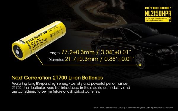 Nitecore NL2150HPR, 5000 mAh, Lithium-Ion (Li-Ion), 3,6 V, 1 stykker