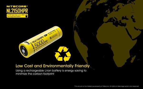 Nitecore NL2150HPR, 5000 mAh, Lithium-Ion (Li-Ion), 3,6 V, 1 stykker