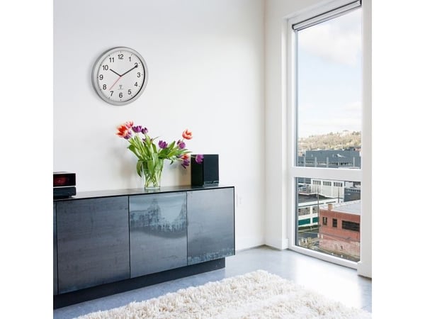 TFA-Dostmann 60.3545.02, Vegg, Analoge klokker, Rund, Aluminium, Hvit, Metall, Glass