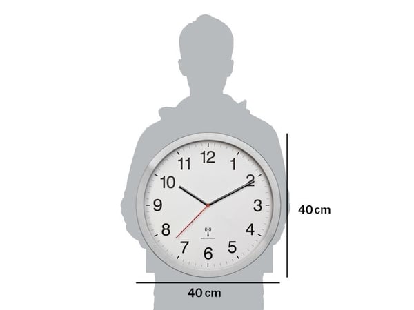 TFA-Dostmann 60.3545.02, Vegg, Analoge klokker, Rund, Aluminium, Hvit, Metall, Glass