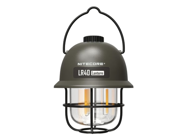 Nitecore LR40, USB powered camping lantern, Oliven, Akrylonitril-butadien-styren (ABS), Metall, Hengeløkke, 100 lm, Rød, Hvit