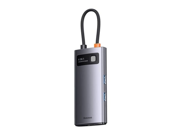 Baseus Metal Gleam, trådbunden, USB 3.2 Gen 1 (3.1 Gen 1) Type-C, 100 Mbit/s, Grå, 5 Gbit/s, Aluminium