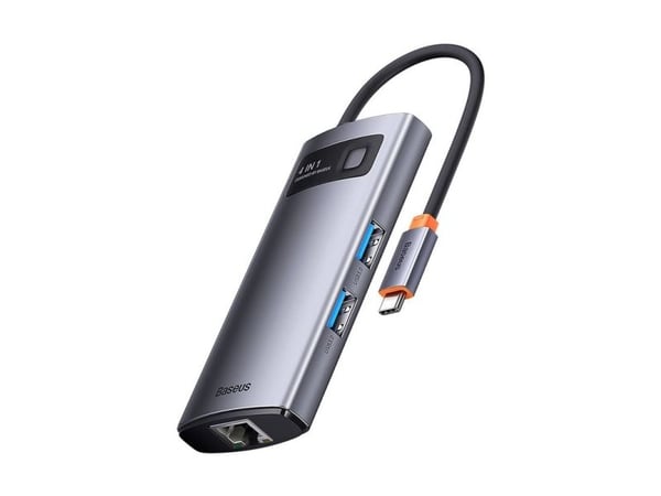 Baseus Metal Gleam, langallinen, USB 3.2 Gen 1 (3.1 Gen 1) Type-C, 100 Mbit/s, harmaa, 5 Gbit/s, alumiini