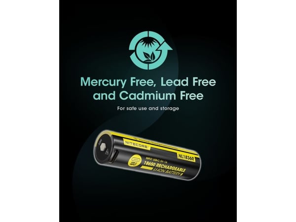 Nitecore NL1836R, 3600 mAh, 12,96 Wh, Lithium-Ion (Li-Ion), 3,6 V, 1 stykker