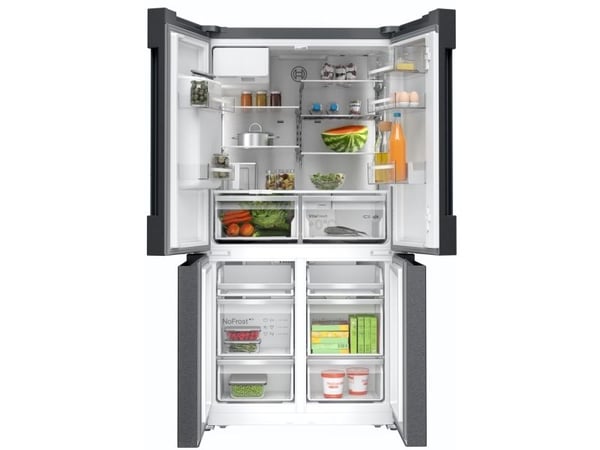 Bosch Serie | 6 KFI96AXEA - Kjøleskap/fryser - fransk dør underfryser med vannautomat, isdispenser - bredde: 90.5 cm - dybde: 73.1 cm - høyde: 183 ...