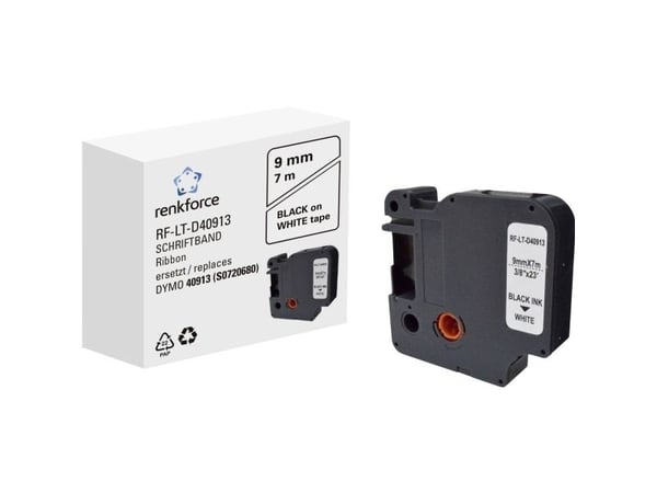 Renkforce RF-6027852, Svart på hvitt, Permanent akryl, Kontinuerlig etikett, D1, Sort, DYMO