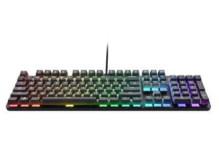 Trust GXT 871 Zora - Tastatur - mekanisk - full size - bakgrunnsbelyst - USB - QWERTY - USA - tastsvitsj: Huano White Linear - svart