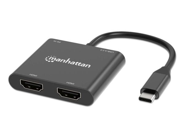 Manhattan 154321, 0.15 m, USB Type-C, 2 x HDMI, urosliitin, naarasliitin, suora, suora