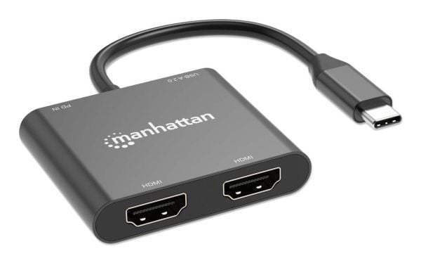 Manhattan 154321, 0,15 m, USB Type-C, 2 x HDMI, Hankjønn, Hunkjønn, Rett