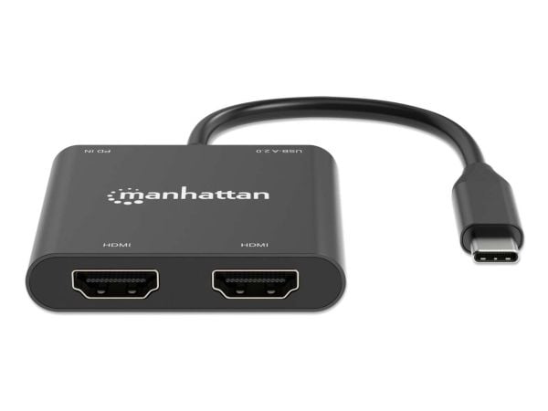Manhattan 154321, 0,15 m, USB Type-C, 2 x HDMI, Hankjønn, Hunkjønn, Rett