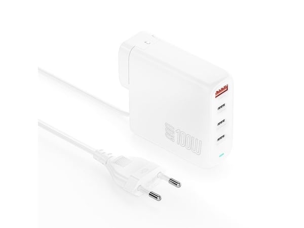 4smarts GaN FlexPro - Travel Edition - strømadapter - 100 watt - 5 A - QC 3.0, QC 4.0+, PD 2.0, PD 3.0, PD/PPS - 4 utgangskontakter (3 x USB-C, USB...