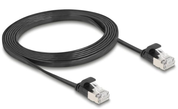 Delock - Koblingskabel - RJ-45 (hann) til RJ-45 (hann) - 2 m - U/FTP - CAT 6a - uten hindringer, flat - svart