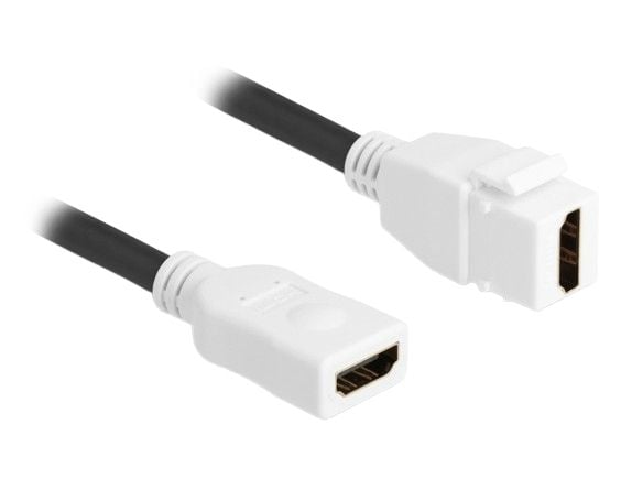 Delock - HDMI-kabel - HDMI hunn nøkkelsky til HDMI hunn - 20 cm - svart/hvit - 8 K 60 Hz (7680 x 4320) støtte