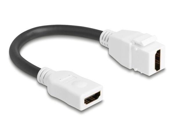 Delock - HDMI-kabel - HDMI hunn nøkkelsky til HDMI hunn - 20 cm - svart/hvit - 8 K 60 Hz (7680 x 4320) støtte