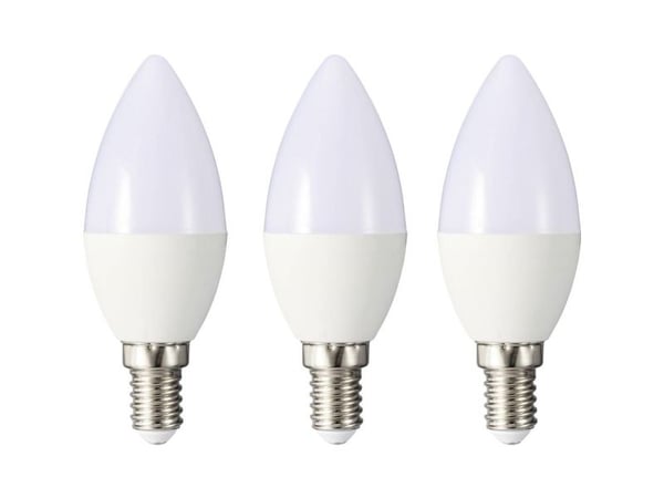 Sygonix SY-6649658 LED-lampe (RGB) E14 4,9 W = 40 W varm hvit (Ø x H) 37 x 96 mm, 3 stk