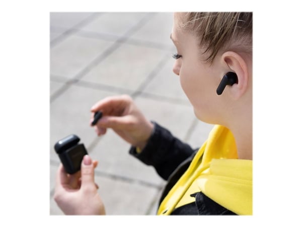 Niceboy Hive Beans - True wireless-hodetelefoner med mikrofon - i øret - Bluetooth - svart