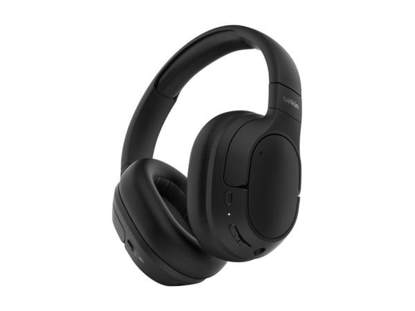 Belkin SoundForm Isolate - Hodetelefoner med mikrofon - full størrelse - Bluetooth - trådløs, kablet - aktiv støydemping - USB-C, 3,5 mm jakk - lyd...