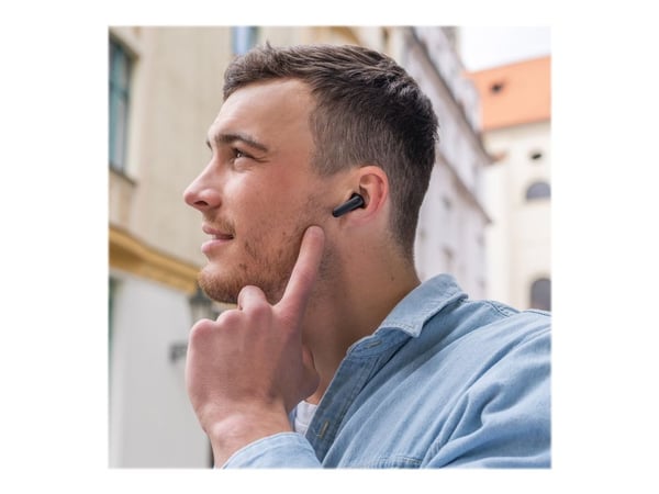Niceboy Hive Beans - True wireless-hodetelefoner med mikrofon - i øret - Bluetooth - svart