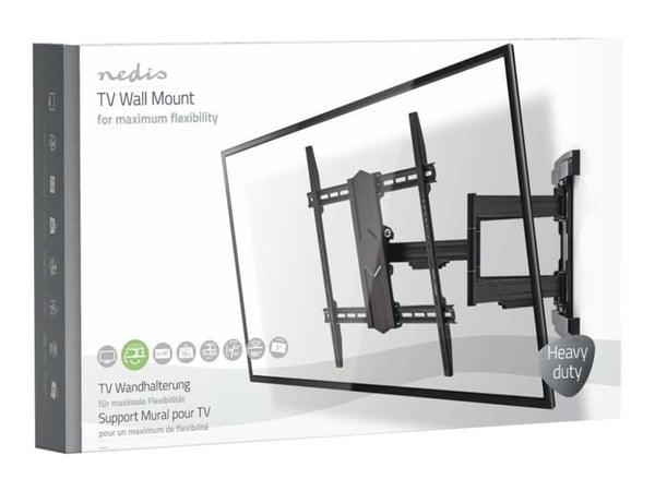 Nedis TVWM6570BK - Brakett - full bevegelse - for TV - stål - svart - skjermstørrelse: 37"-90" - veggmonterbar
