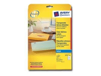 Avery Address Labels - Gjennomsiktig - 63.5 x 29.6 mm 675 etikett(er) (25 ark x 27 adresselapper