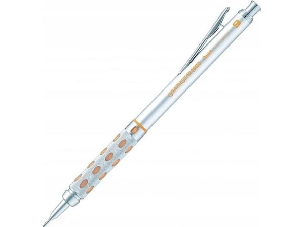 Pentel Graphgear 1000, Sølv, Gult, Metall, Gummi, 0,9 mm, Rund, 1 stykker
