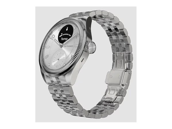 Withings ScanWatch Nova - Brilliant Edition - 39 mm - rustfritt stål - hybridsmartur med bånd - metall - display 0.63" - grayscale - Bluetooth LE, ...