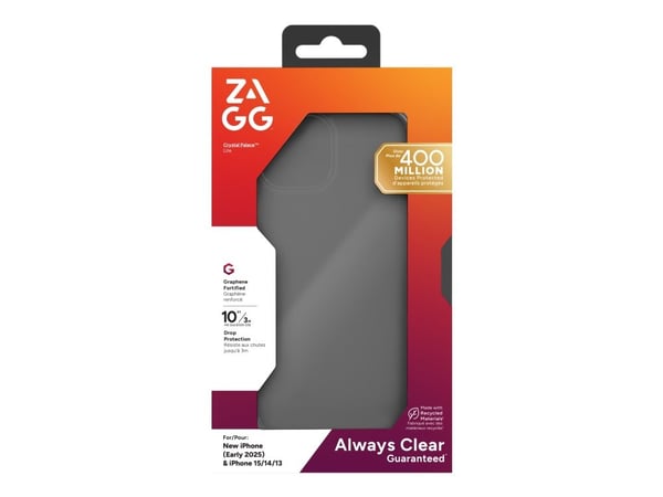 ZAGG Crystal Palace Lite, Suojus, Apple, iPhone 16e/15/14/13, 15,5 cm (6.1"), Läpinäkyvä