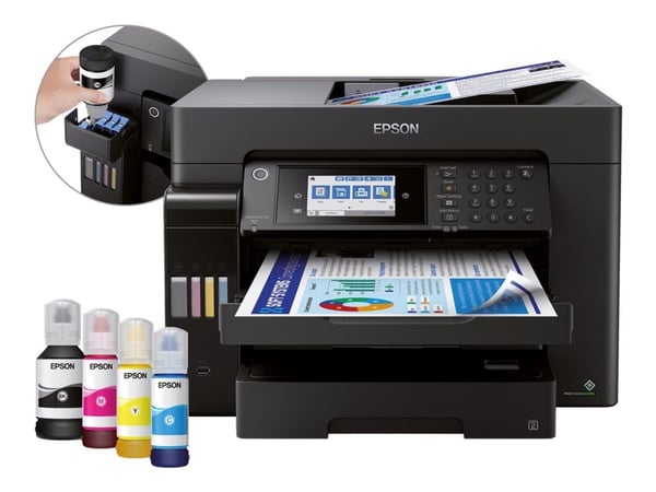 Epson EcoTank ET-16655 - Multifunksjonsskriver - farge - ink-jet - ITS - A3 (medie) - opp til 25 spm (trykking) - 550 ark - 33.6 kbps - USB, LAN, W...