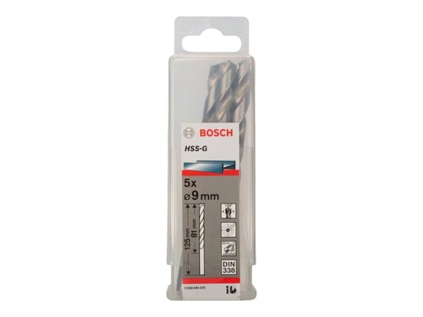 Bosch HSS-G - Bor - bor - 5 deler - 9 mm - cylindrical - lengde: 125 mm