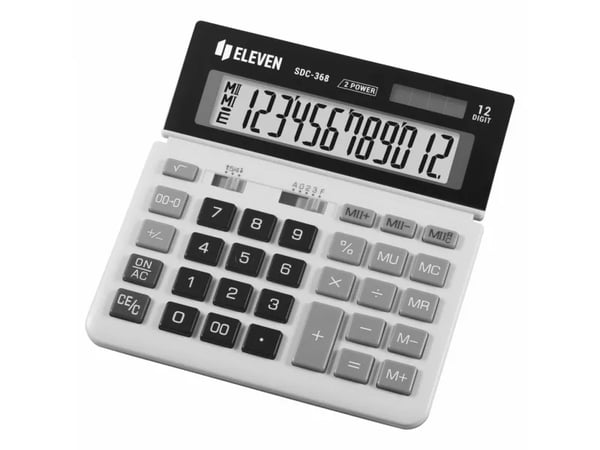 Eleven Eleven -laskin SDC368, valkoinen ja musta, pöytätietokone, 12 paikkaa, kaksoisvirtalähde